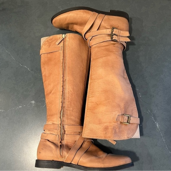 Cole Haan sz 7 tan leather tall harness riding boots - Picture 8 of 16